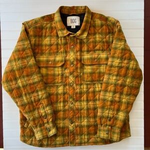 BDG Urban Outfitters Yellow and Orange Plaid Quilted Shirt Jacket